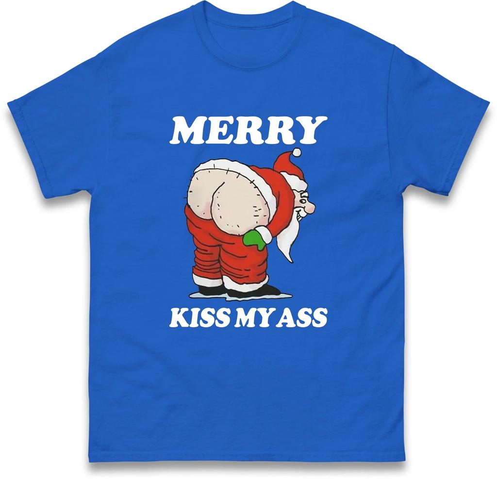 Santa Claus Kiss My Ass Christmas Holiday Funny T Shirt,Merry Christmas Gift Top
