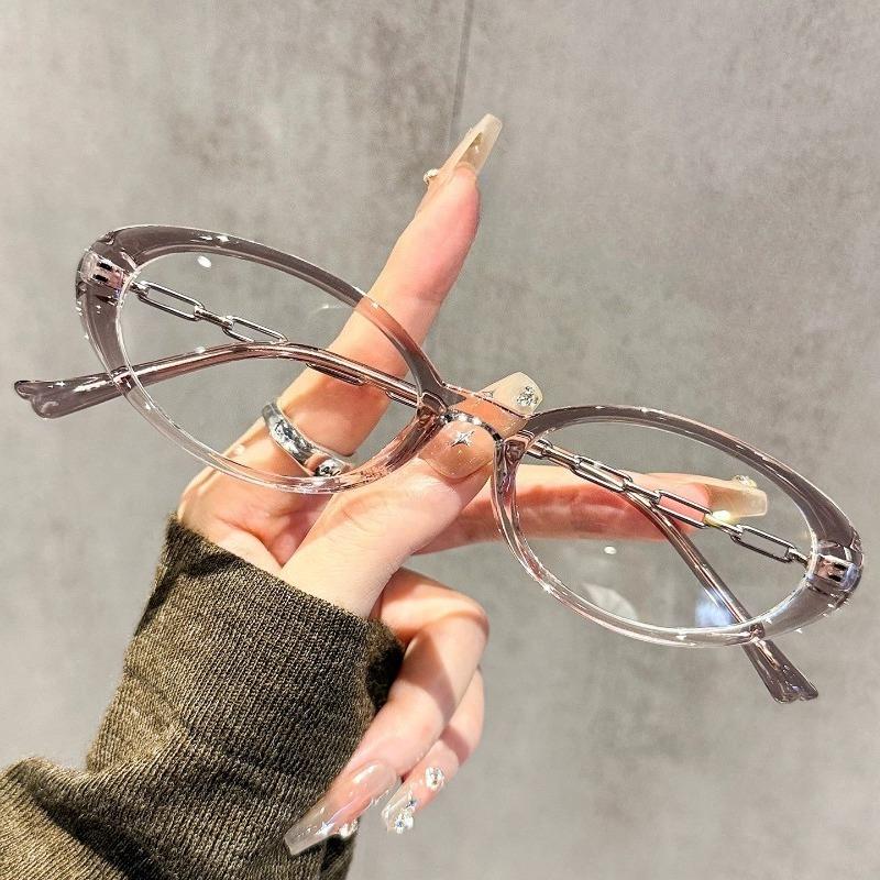 Retro Brand Designer Small-Frame Oval Presbyopia Glasses High-Quality Metal Chain-Leg High-Definition Women's Reader Eyewear