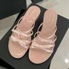 Fashion Fashion Butterfly-Knot Women Wedges Slippers Spring Summer Round Toe Ladies Heeled Slippers Shoes Female Slides Sandals Pumps