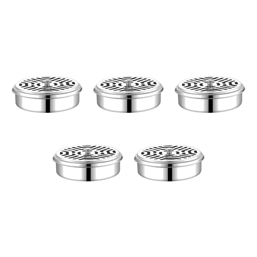 5-1PC Stainless Steel Mosquito Coil Holder Anti Mosquito Spiral Box with Lid Mosquito Coil Burner for Living Room Bedroom Decor