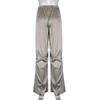 European and American Solid Color Vertical Feeling Floor Dragging Satin Trendy Loose Casual Pants
