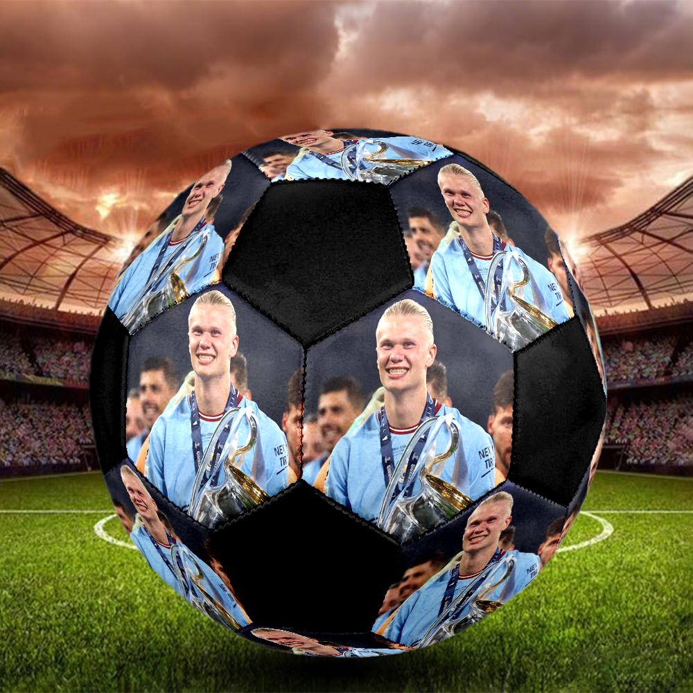 Erling Haaland Indoor Soccer Ball Colorful Machine Stitched PVC Size 5 Team Training Competition Ready Durable High-Bounce Cool Sports Gift