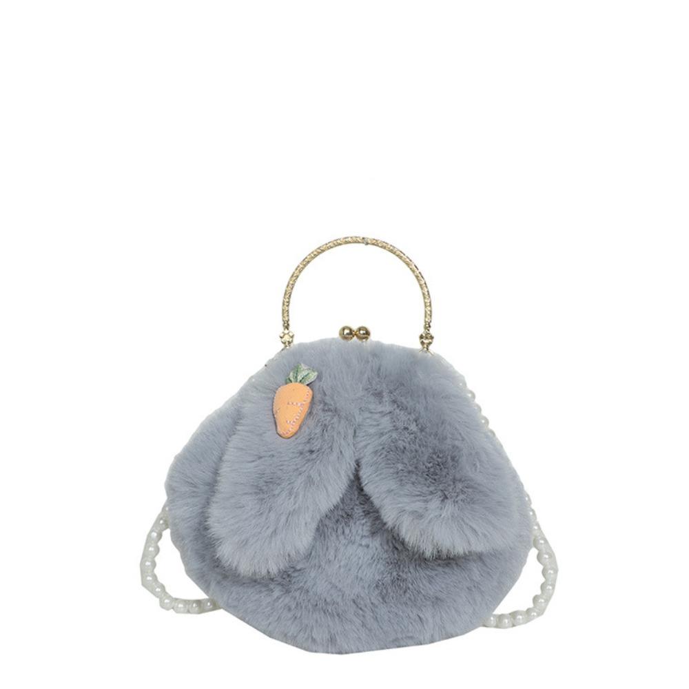 

Fluffy texture plush rabbit ears candy color women s chain small square bag 23 winter new women s shoulder messenger bag серый
