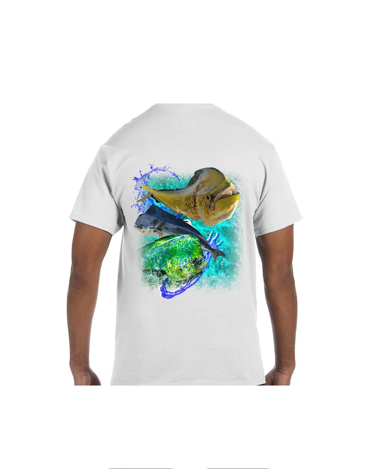 Real Fins Fishing T shirt Triple Mahi Mahi/Dolphin Short Sleeve M