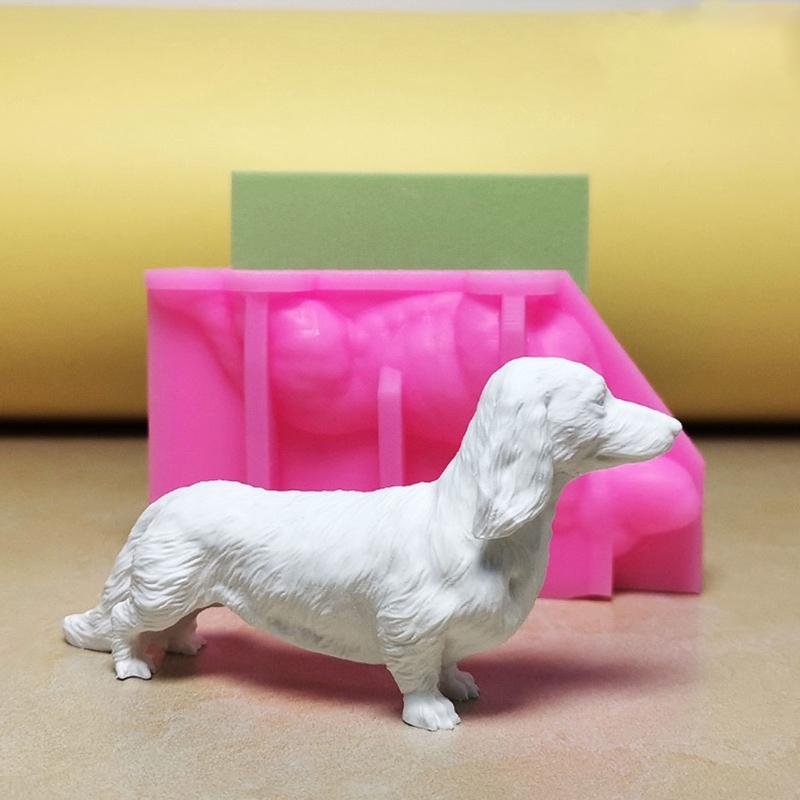 Cute Dachshund Silicone Casting Mold Versatile Wiener Dog Silicone Mold for Handmade Figurines and Scented Candle