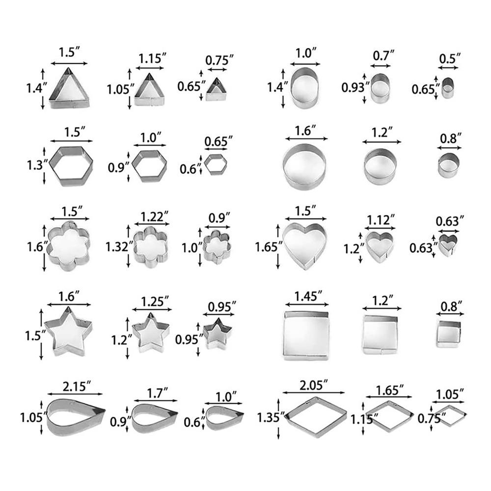 30pcs Various Shapes Biscuit Cutters Set Stainless Steel Mini Cookie Cutters  For Chocolate Baking
