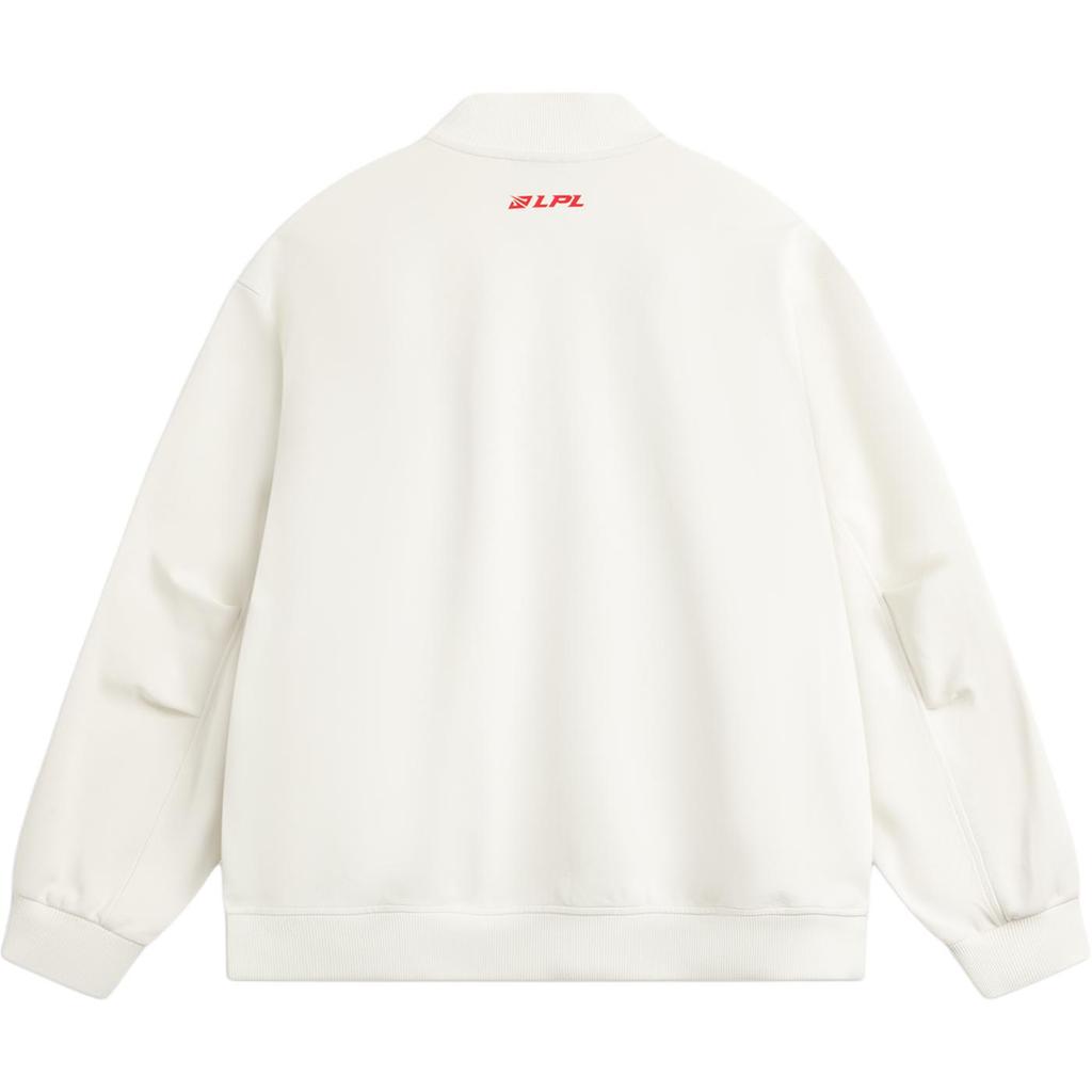 Li Ning X LPL Collaboration Sports Lifestyle Series Casual Minimalist Color Block Letter Loose Jacket Unisex Jacket Off-White AFDU751-1