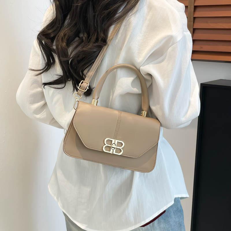 New fashionable solid color high-end design retro portable shoulder messenger bag versatile women's bag