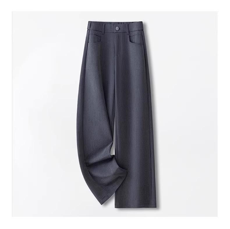 2025 Gray Women's Slim-Fit Wide-Leg High-Waisted Pants - This Year's Hot Spring/Autumn Style