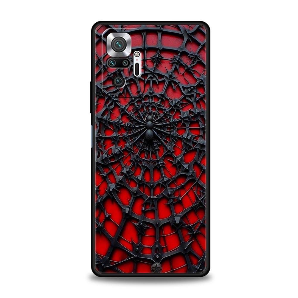 Spider Web Phone Case Cover for Redmi 14C 10C Note 15 14 13 12 10 11 K40 Pro Plus 5G Soft TPU Shockproof Shell Fundas Capas Bags