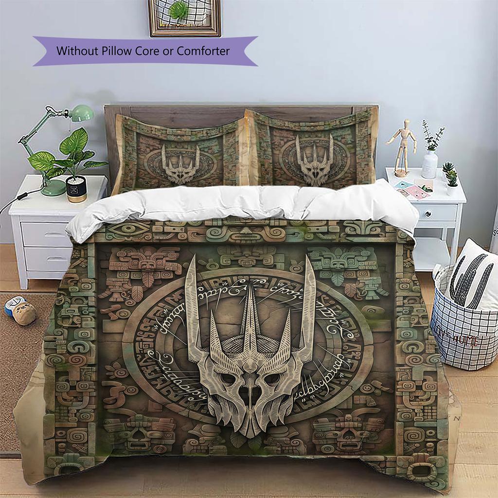 Middle-earth Pattern Bedding Quilt Set Quilt Cover Pillowcase Home Decoration Birthday Gift (1 * duvet cover + 2 * pillowcase, without core)