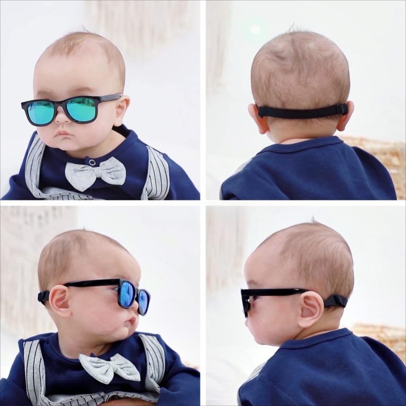 Baby Round Sunglasses Flexible Rubber Shades with Strap for Toddler Newborn Infant Ages 0-24 Months