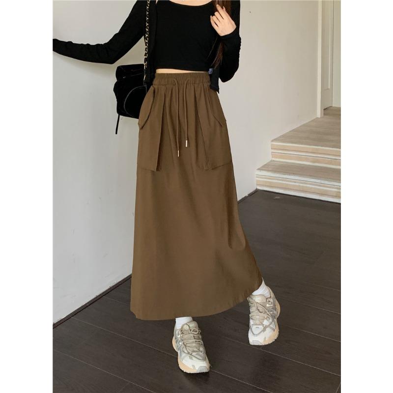 New Korean Version of Three-dimensional Bag Skirt for Women with Elastic Waist and Slimming A-line Long Skirt