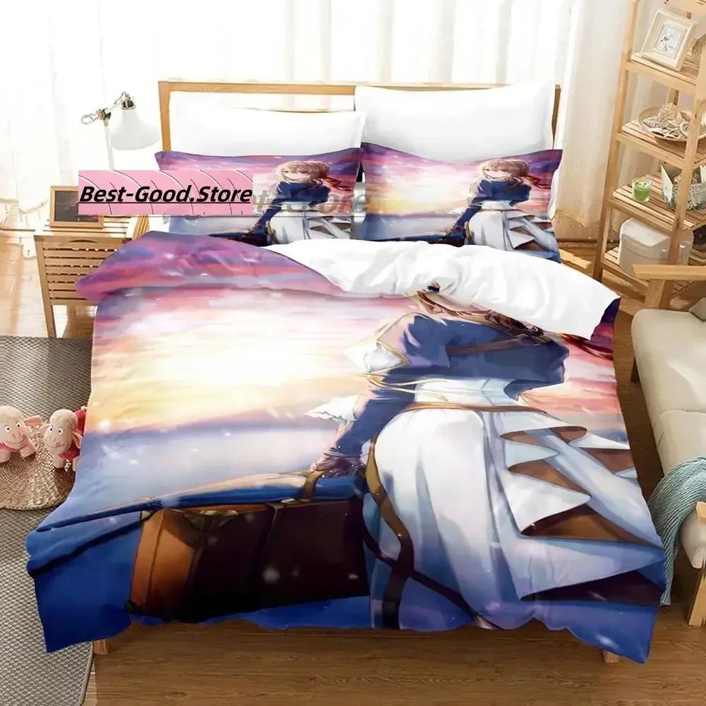 Violet Evergarden Bedding Set Single Twin Printed Bed Set With Pillowcase Duvet Cover Soft Single Double Queen Super King Size