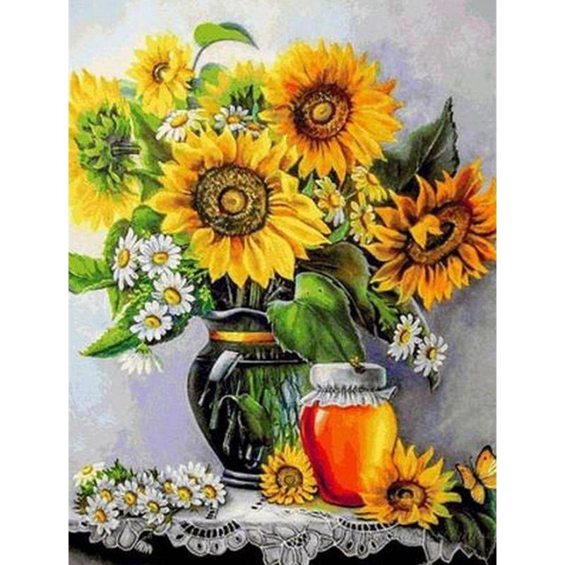 5D DIY Diamond Art Painting Flower DIY Diamond Embroidery Cross Stitch Sunflower Pictures Of Rhinestones Mosaic Home D