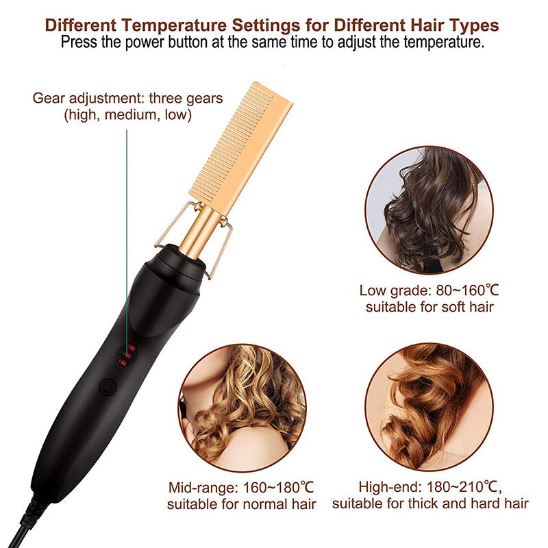 Professional Electric Ceramic Ionic Hair Straighten Straightener Brush Hot Comb Pressing Electric Hot Comb Hair Straightener