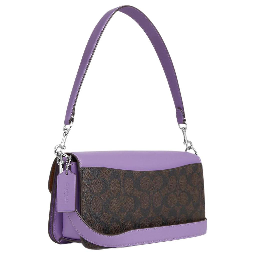 Coach Morgan 27 Logo Classic Print Multi-Functional Pocket Snap Canvas With Leather Baguette Handheld Shoulder Bag Large Women bags CJ617-SVW1P