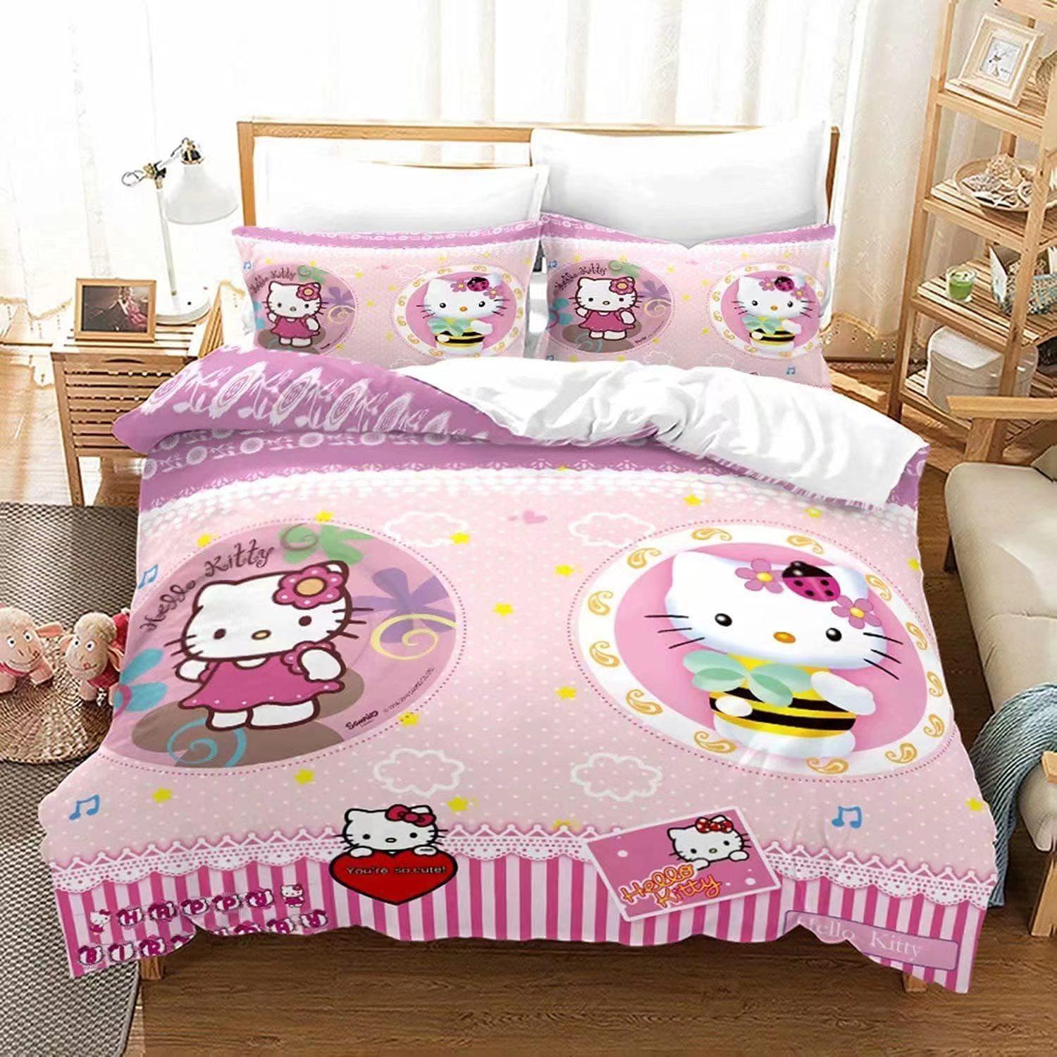 

Детский комплект из трех предметов Комплект из четырех предметов Мультфильм Hellokitty 3D цифровая печать Пододеяльник Наволочка 90*190