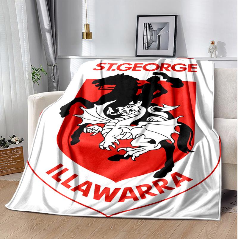 St George Illawarra Flannel Blanket Soft Warm All-Season Throw, Design for Camping, Car Travel, Hiking Sofa, Bed, Office Perfect Gift for Parties