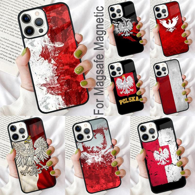 Poland Flag Soft Phone Case for iPhone 17 Air 16e Pro max 15 Pro 13 14 Plus 11 12 MagSafe Magnetic Coque
