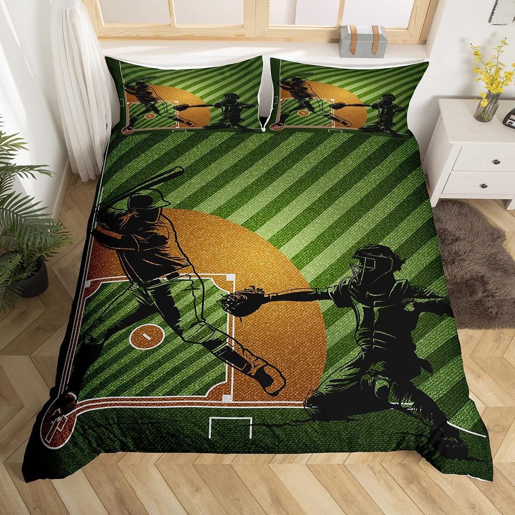 Green Football Field King Queen Duvet Cover Soccer Field Comforter Cover Boys Men Sport Games Bedding Set Polyester Quilt Cover