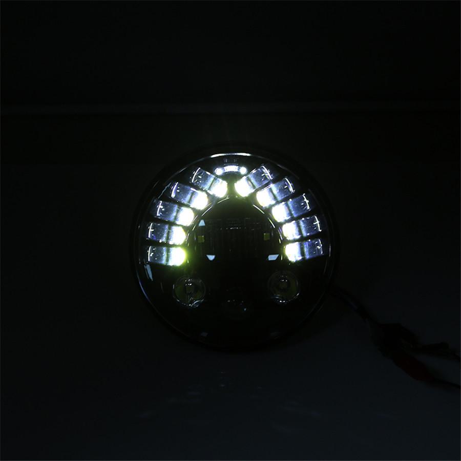 7 Inch LED Black Round Motorcycle Headlight with Hi/Lo Beam Projector Motor 7" Round Headlamp