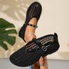Spring and Summer New Round Buckle Strap Shallow Mouth Single Shoe Women's Mesh Woven Fashionable Hollow Out Versatile Sandals