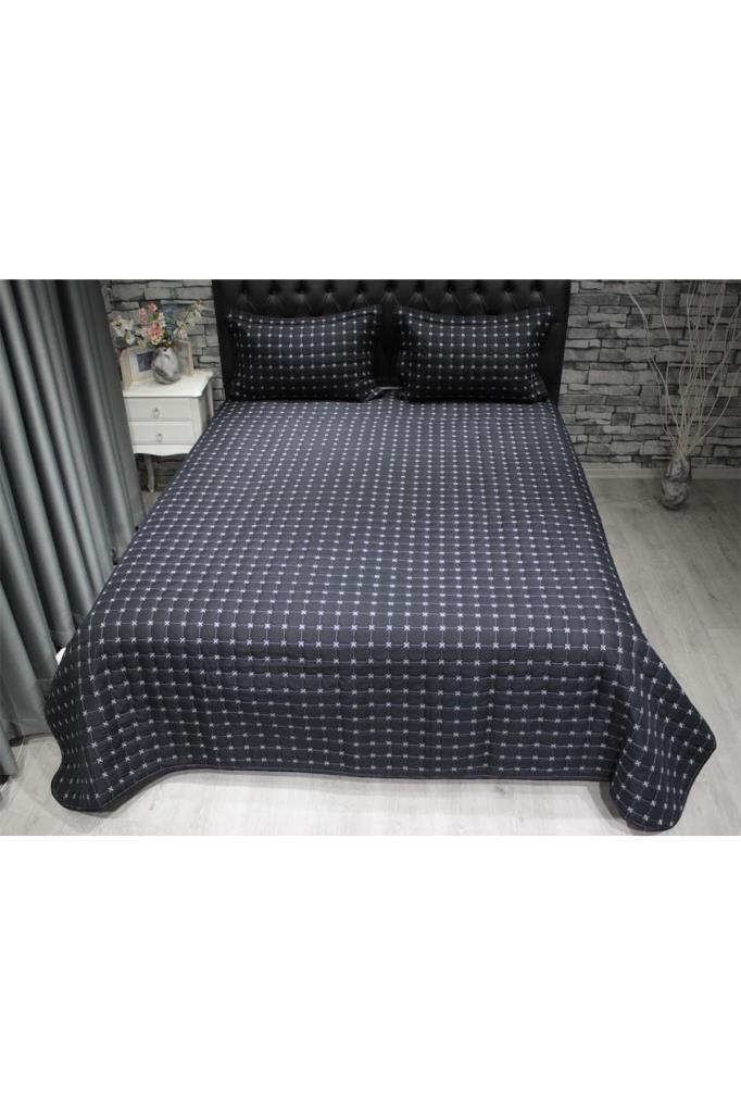 Star Double Quilted Bedspread Black