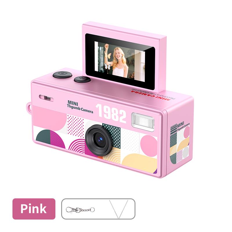 Retro Mini Palcová Kamera, HD Foto a Video, Výklopný Displej pro Selfie, Přenosný Digitální Fotoaparát pro Studenty