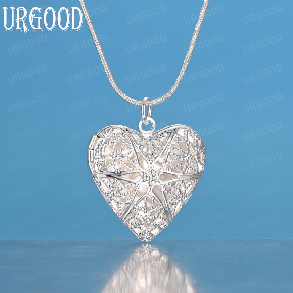 

Підвіска-фоторамка у формі серця зі стерлінгового срібла 925 проби, модна весільна прикраса 45cm