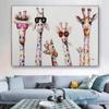 Abstract Giraffe Canvas Art Paintings On The Wall Colorful Animals Art Prints African Animals Art Pictures for Living Room Wall Background
