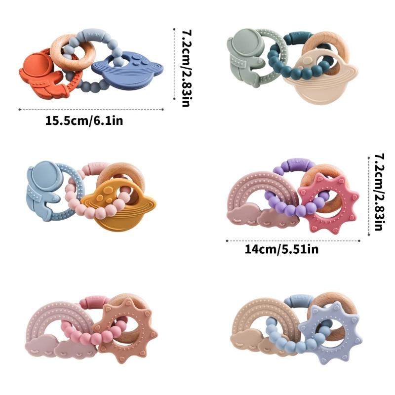 Infant Teething Relief Teether Silicone Soothing Bracelet Lovely Grasp Toy for Baby Over 3 Months Easy to Clean