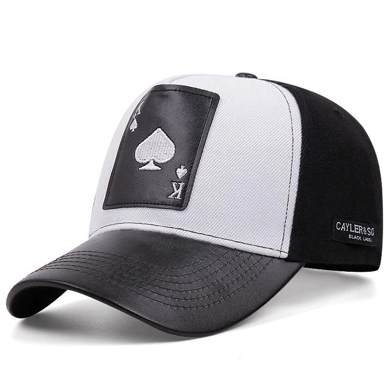 King Leather Playing Card Embroidered Baseball Caps Hip Hop Caps For Men Women Outdoor Sun Hat Unisex Adjustable Snapback Hats