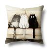Chic Cartoon Cat Pillow Cover 17.7x17.7 Inches - Modern Decorative Cushion Cover for Sofa, Living Room
