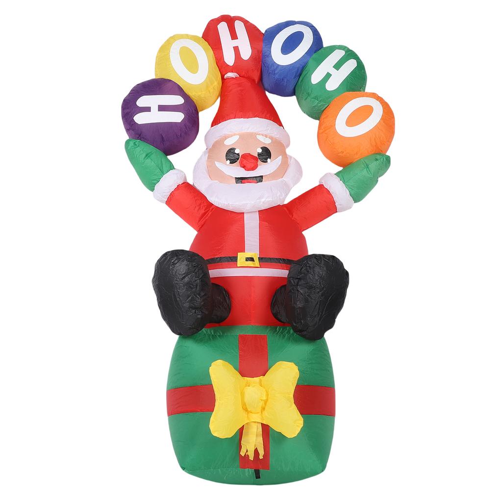 Inflatable Father Xmas 5.9ft Water Proof Polyester LED Blow Up Father Xmas Holding Sign for Outdoor Yard Decoration