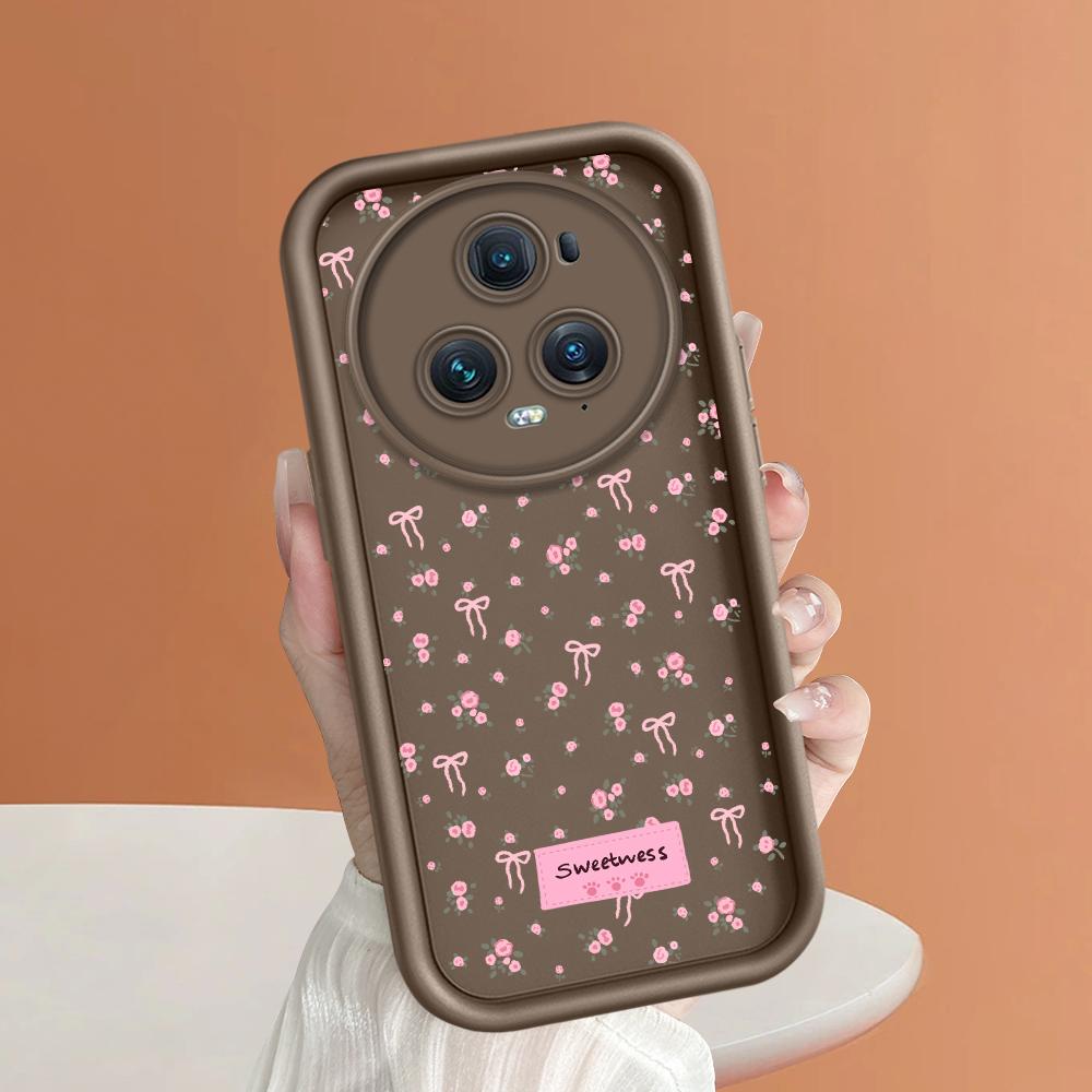 

М який силіконовий квадратний драбинний друкований візерунок Корпус телефону Повне покриття Камера Протиударний захист Гумовий чохол для Huawei Honor Honor X9A коричневий