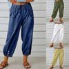 2026 Loose High-Waisted Buttoned Cotton Linen Wide-Leg Nine-Point Women's Pants