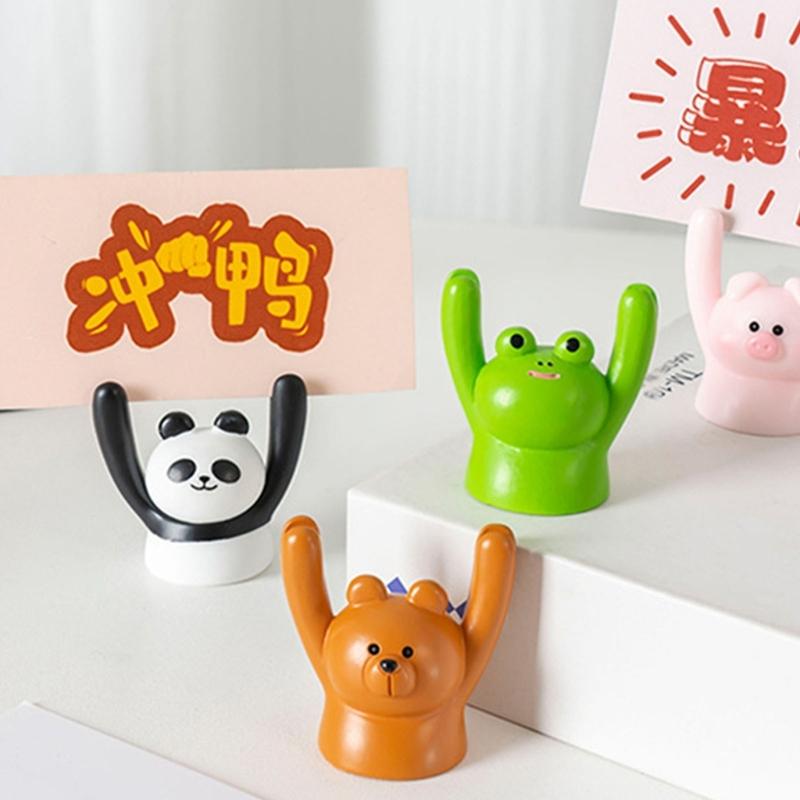 Raising Hand Animal Photo Holder Table Number Holders Microlandscape Ornament Memo Photo Holder Dollhouses Accessories