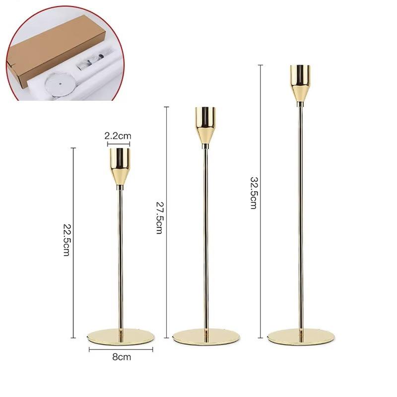 Candle Holder 1PCS Metal Electroplated Candle Holder Ornament Table Candlelight Dinner Model Room Wedding Props Home Decoration