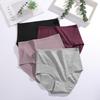 3Pcs Women Cotton High Waist Underwear Breathable Striped Panties Female Plus Size Solid Color Briefs Comfortable Lingerie S-XXL
