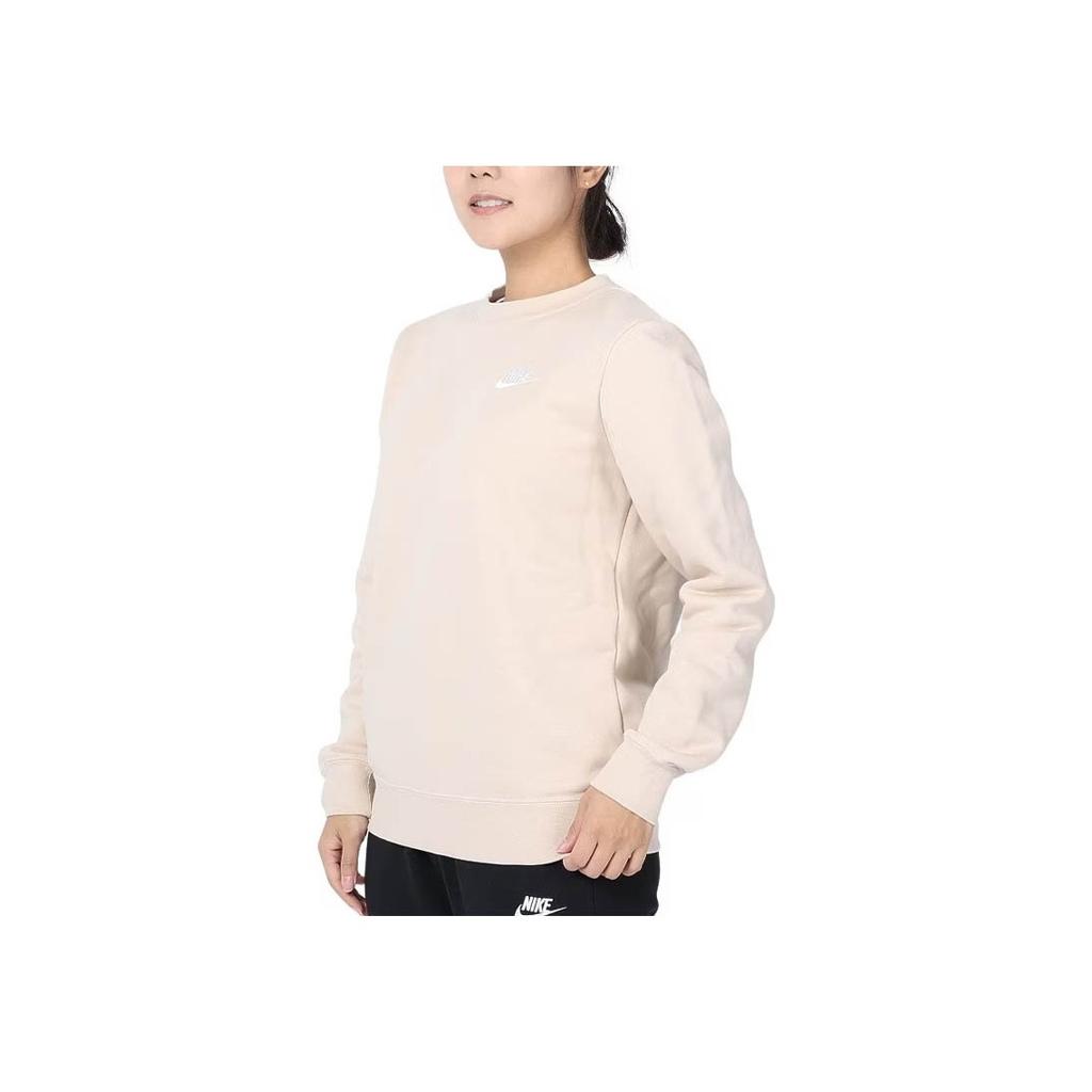Nike Club Fleece Solid Color Crewneck Casual Long Sleeve Sweatshirt Women Sweatshirt Sand-White DQ5474-126