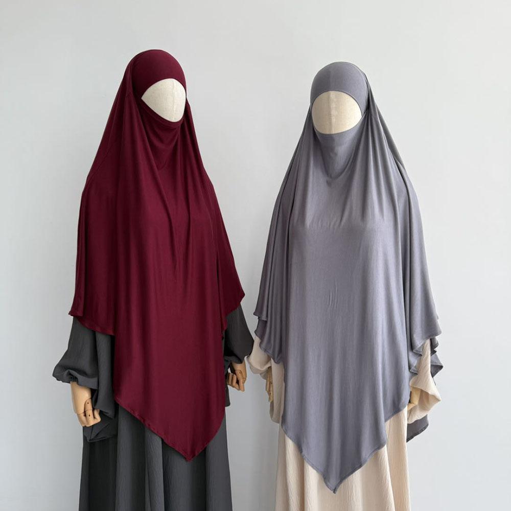 Premium Cotton Jersey Khimar Stretchy Lightweight Breathable One Layer Islam Muslim Women Eid Ramadan Long Prayer Hijab Khimar