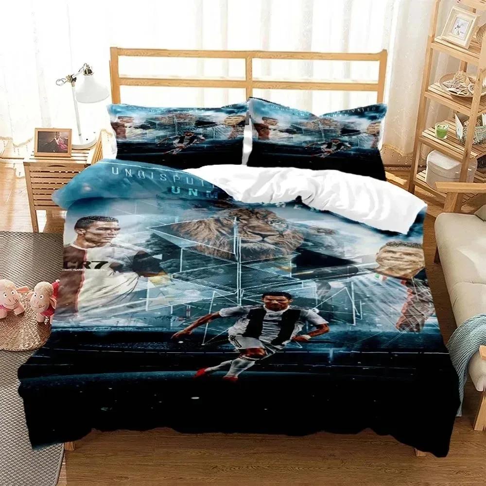 3D Print Football Star Cr7 Bedding Set Boys Girls Twin Queen Size Duvet Cover Pillowcase Bed Adulthome Textile