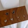 Heart-Shaped Stud Earrings For Women Exquisite Rhinestone Black Drip Oil Elegant Compact Jewelry Daily Party Gift