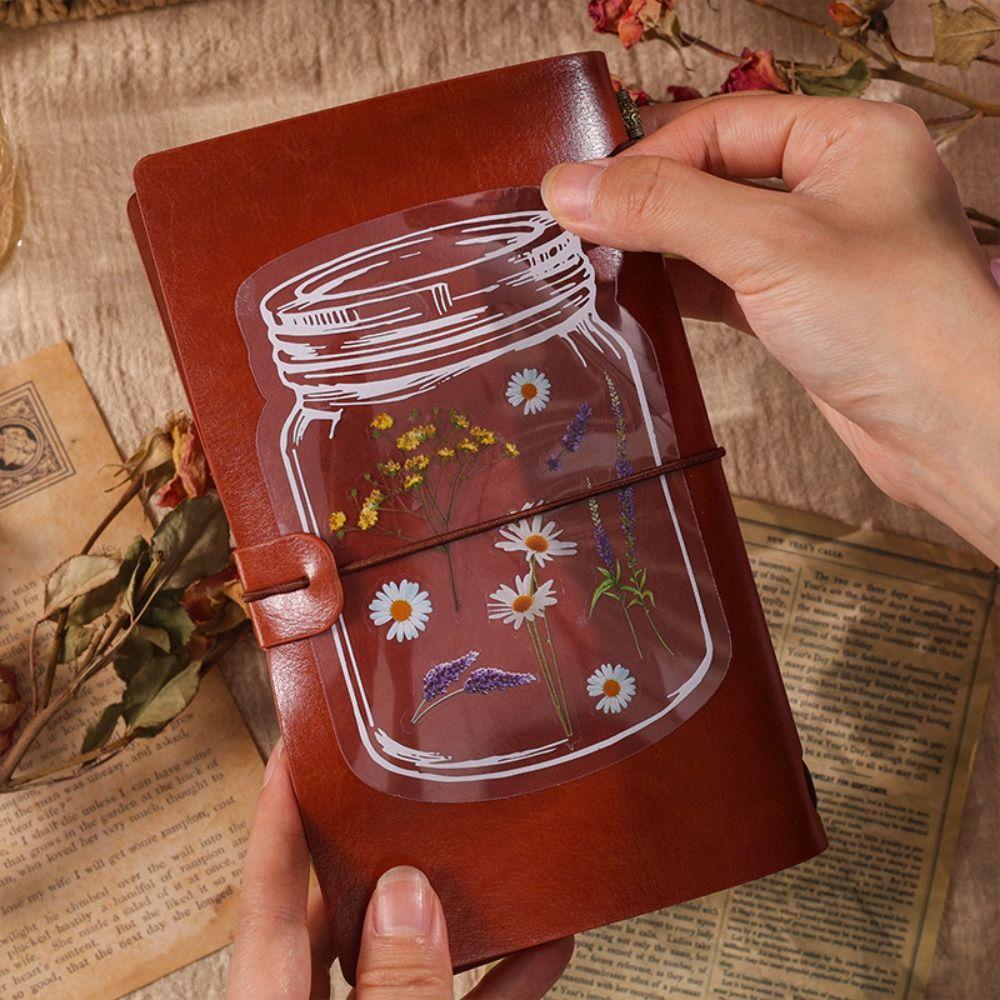 6 pcs/pack Adhesive PVC Plant Flower Sticker Nature Transparent Flower Stickers  Album