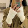 1 Paio di Guanti Caldi e Anti-Freddo a Mezza Dita per Donne in Autunno e Inverno, Versatili e Peluche, Carini Guanti a Mezza Dita per Ufficio
