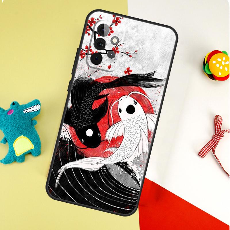 Koi Fish Yin Yang Art For Samsung Galaxy A55 A35 A15 A54 A34 A14 A53 A33 A13 A05 A06 A16 A22 A32 A52 Phone Case