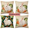 Cute Rabbit Carrot Cabbage Print Pillow Case Pattern Cushion Cover Suitable For Sofa Bedroom Car Pillow Cover