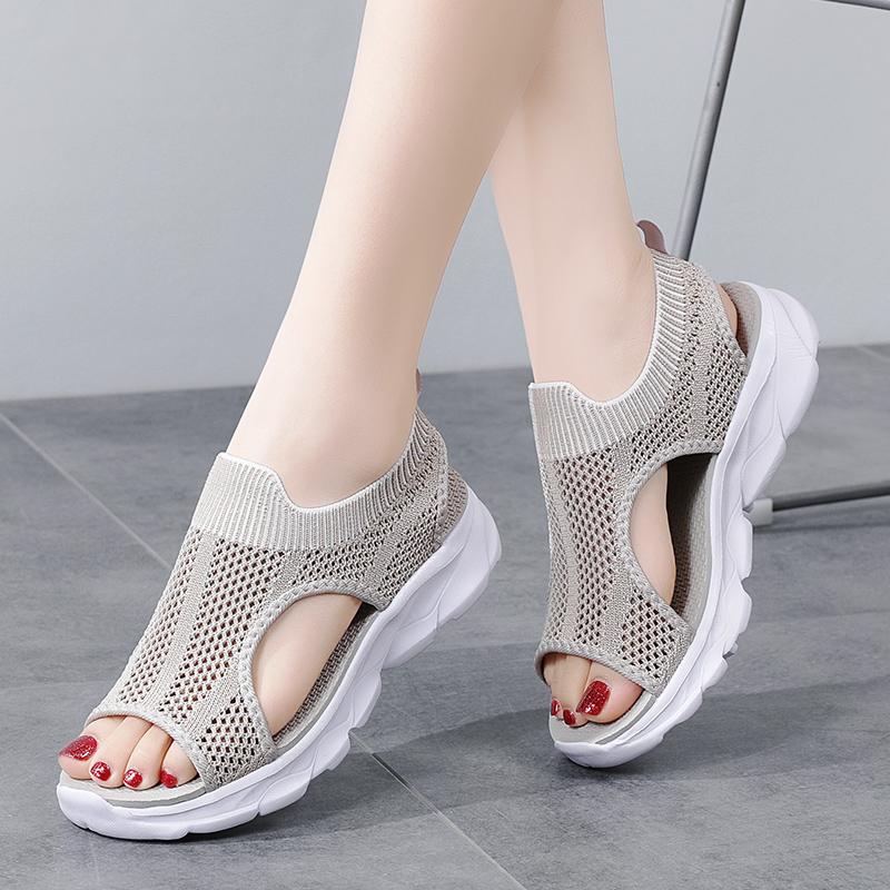 Women's Sandals Summer  Beach Breathable Flat Shoes Open Toe Casual Soft Walking Sandals for Girl Plus Size