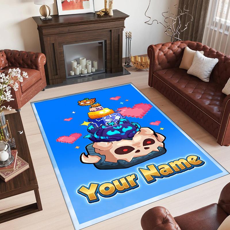 Personalized Crystal Velvet Carpet Custom Name Text,Blox Fruits Anti Slip Area Rug For Home Decoration
